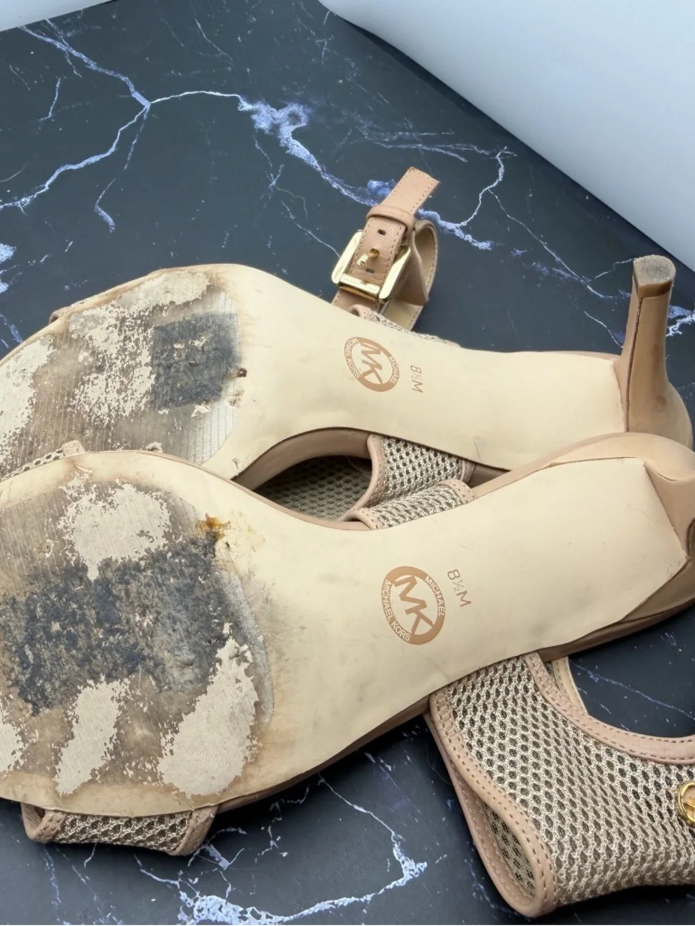 Michael Kors Beige Mesh Slingback Heels